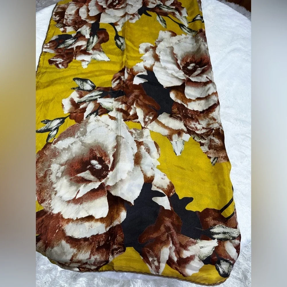 Echo Silk Scarf in Yellow and Brown